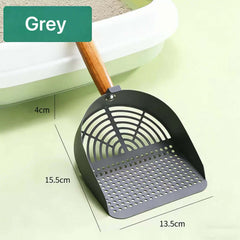 Heavy-Duty 304 Stainless Steel Cat Tofu Litter Scoop with Wooden Handle - Pre Order