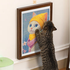 Framed Sisal Wall-Mounted Cat Scratching Board – Decorative Vertical Cat Scratcher