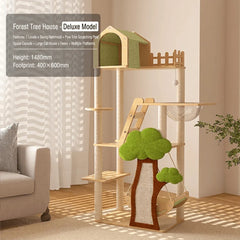 148cm Tall Forest Tree House Cat Tree for Large Cats Deluxe Edition-7 Level Tower with Space Capsule & House