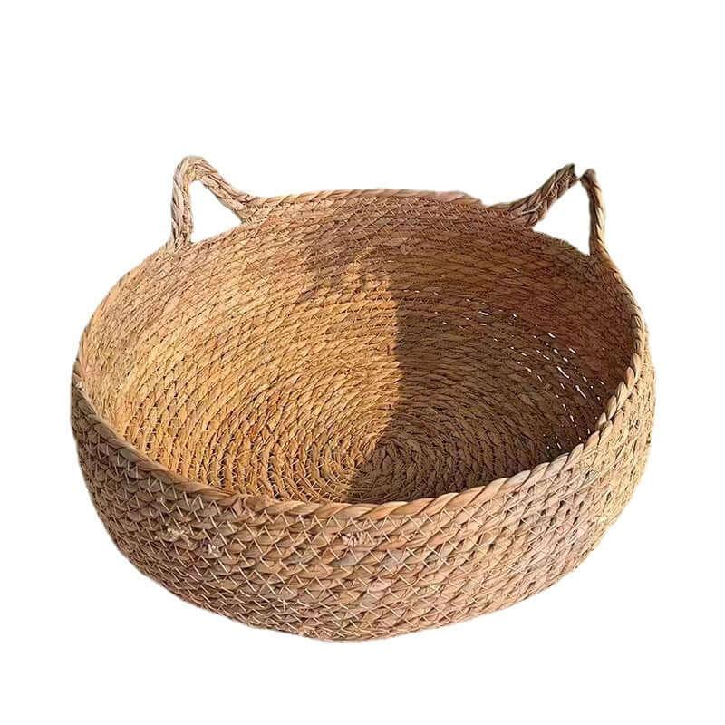 2-in-1 Woven Cat Donut Bed with Soft Cushion – 43x14cm-Petroom