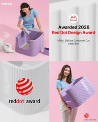 Michu Deluxe Extra Large Cat Litter Box in purple, winner of the Red Dot Design Award.