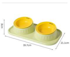 Ceramic Double Raised Cat Bowl with Non-Slip Stand