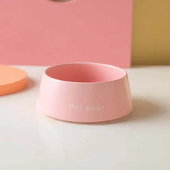Pink pet bowl with 'Pet bowl' text, stylish cat or dog feeding dish for modern homes