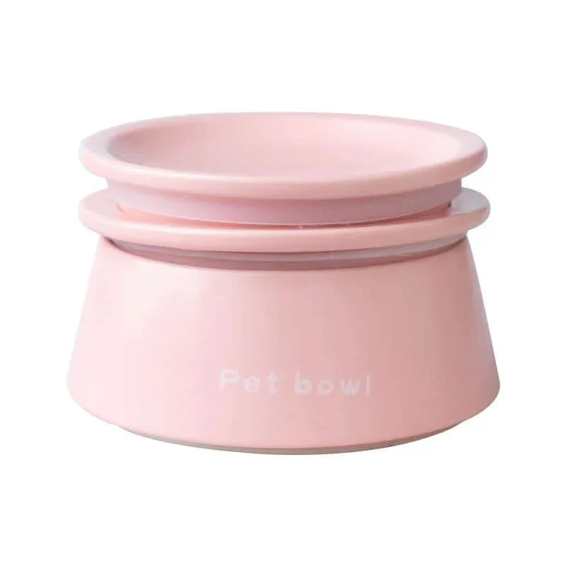 Pink ceramic pet bowl for cats and dogs, stylish and practical design