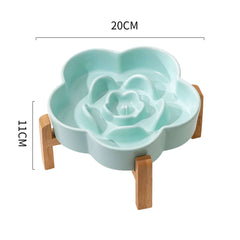 Ceramic Slow Feeder Bowl Flower Shape For Cat and Dog