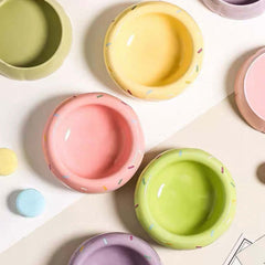 Donut Shape Ceramic Pet Bowl Dual‑Layer