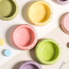 Donut Shape Ceramic Pet Bowl Dual‑Layer