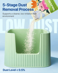 Michu Mixed Nature Plant Cat Litter –Tofu & Cassava Litter 2.5kg/6L in a low dust litter box with dust removal process.