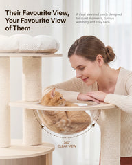 Michu Lumi Multi-Layer Solid Wood Cat Nest Tree 170cm - White