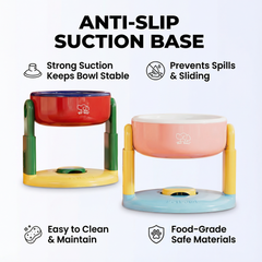 Adjustable Elevated Pet Feeder Bowl with Anti-Slip Suction Base-PETROOM