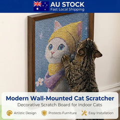 Framed Sisal Wall-Mounted Cat Scratching Board – Decorative Vertical Cat Scratcher