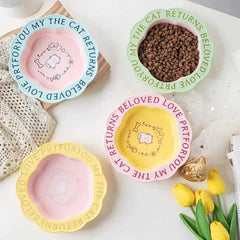 Scallop Ceramic Pet Bowl Durable & easy-to-clean