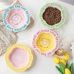 Scallop Ceramic Pet Bowl Durable & easy-to-clean