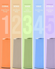 Michu XXL Deluxe Cat Litter Box in five colors: Coral, Boba, Sage, Kaia, and Stella.