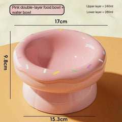 Donut Shape Ceramic Pet Bowl Dual‑Layer
