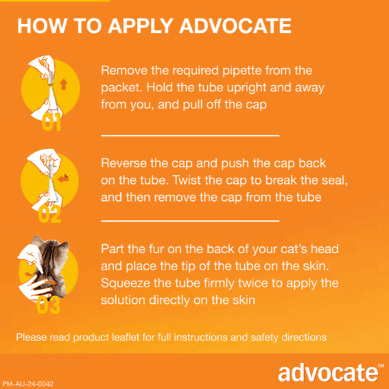 ADVOCATE Flea Heartworm and Worm For Small Cat 3pk (Orange)-Petroom