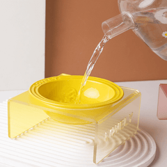 Acrylic Elevated Pet Bowl – Raised Cat & Dog Feeder Stand (Yellow, Pink, Sky Blue)-Petroom