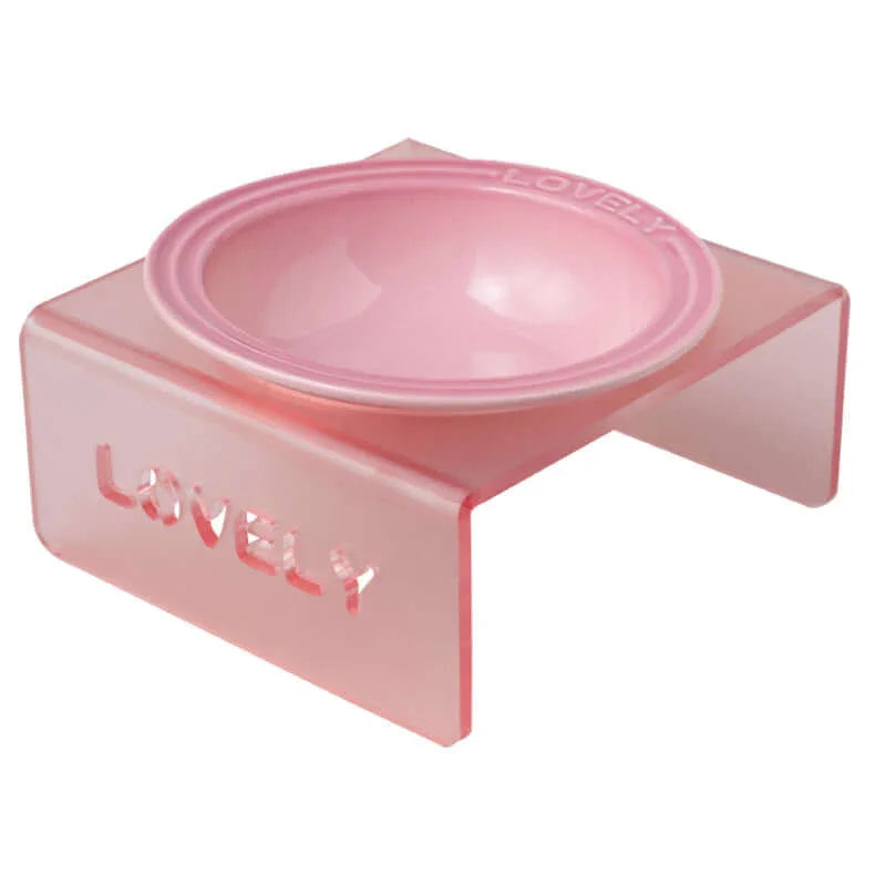 Acrylic Elevated Pet Bowl – Raised Cat & Dog Feeder Stand (Yellow, Pink, Sky Blue)-Petroom