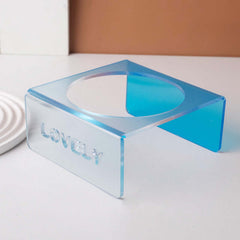 Acrylic Elevated Pet Bowl – Raised Cat & Dog Feeder Stand (Yellow, Pink, Sky Blue)-Petroom