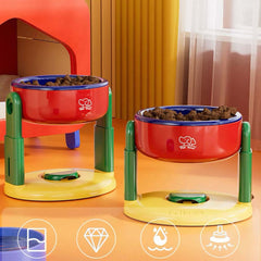 Adjustable Elevated Pet Feeder Bowl with Anti-Slip Suction Base-PETROOM