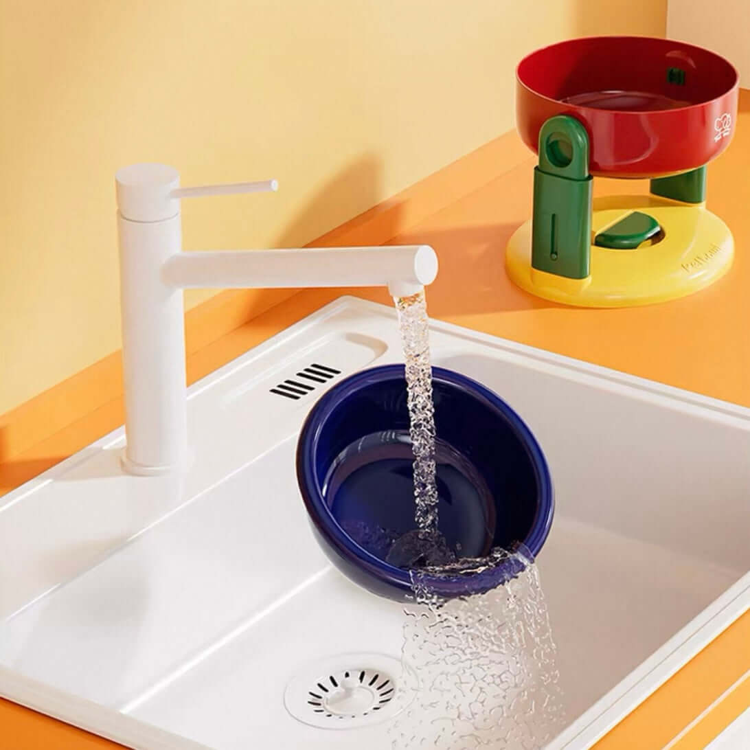 Adjustable Elevated Pet Feeder Bowl with Anti-Slip Suction Base-PETROOM