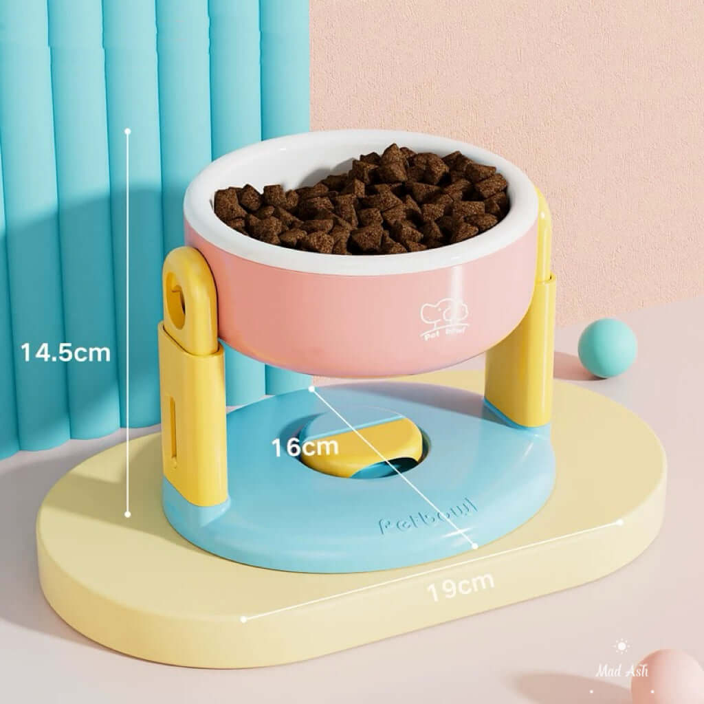 Adjustable Elevated Pet Feeder Bowl with Anti-Slip Suction Base-PETROOM