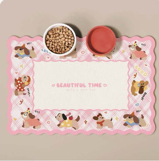Adorable Cartoon Pet Spill-Proof Feeding Mat-PETROOM