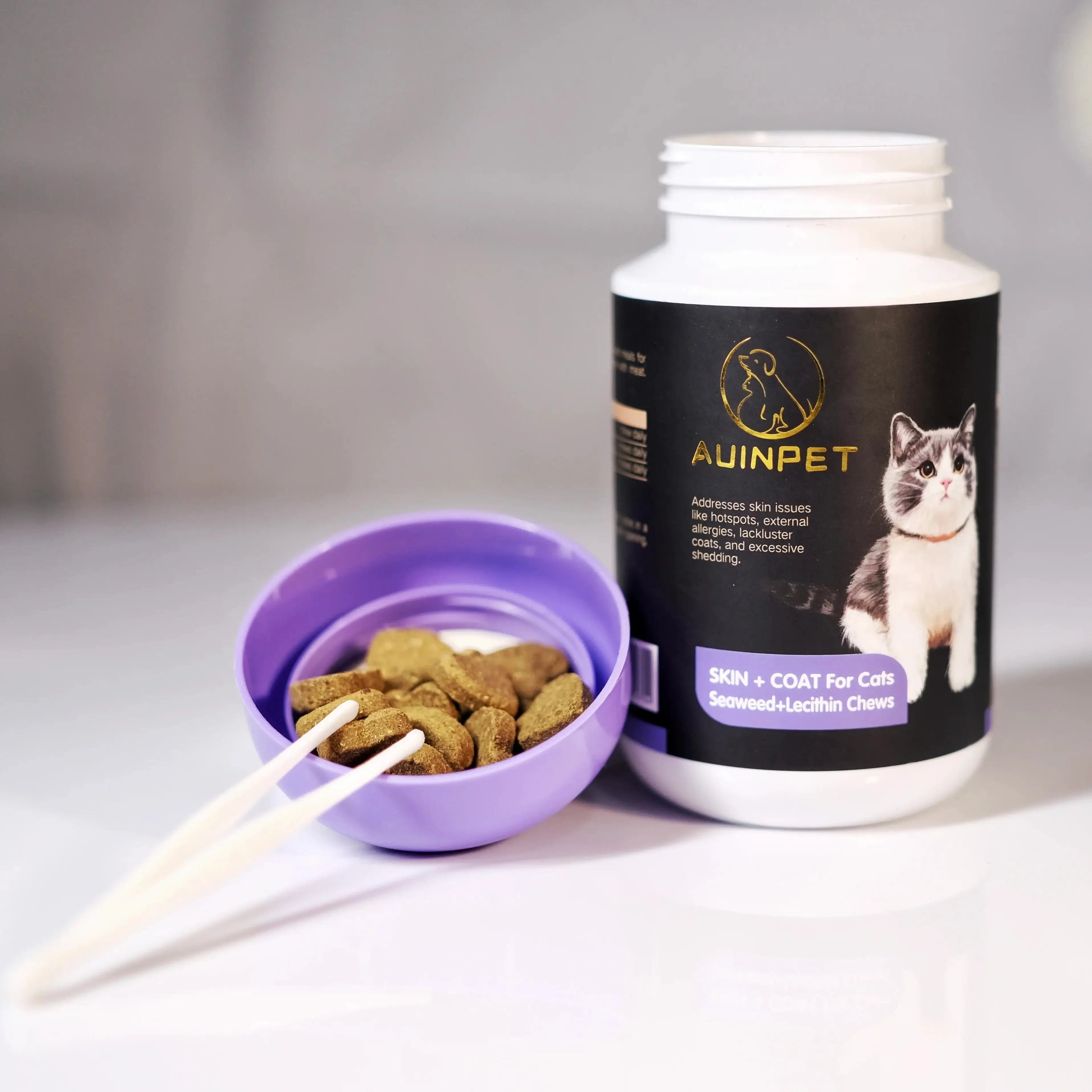 Auinpet SKIN + COAT For Cats Seaweed+Lecithin Chews 120g-Petroom