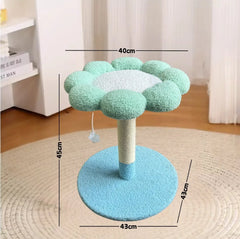 Blue Flower-Shaped Small Cat Tree Cat Scratcher-Petroom