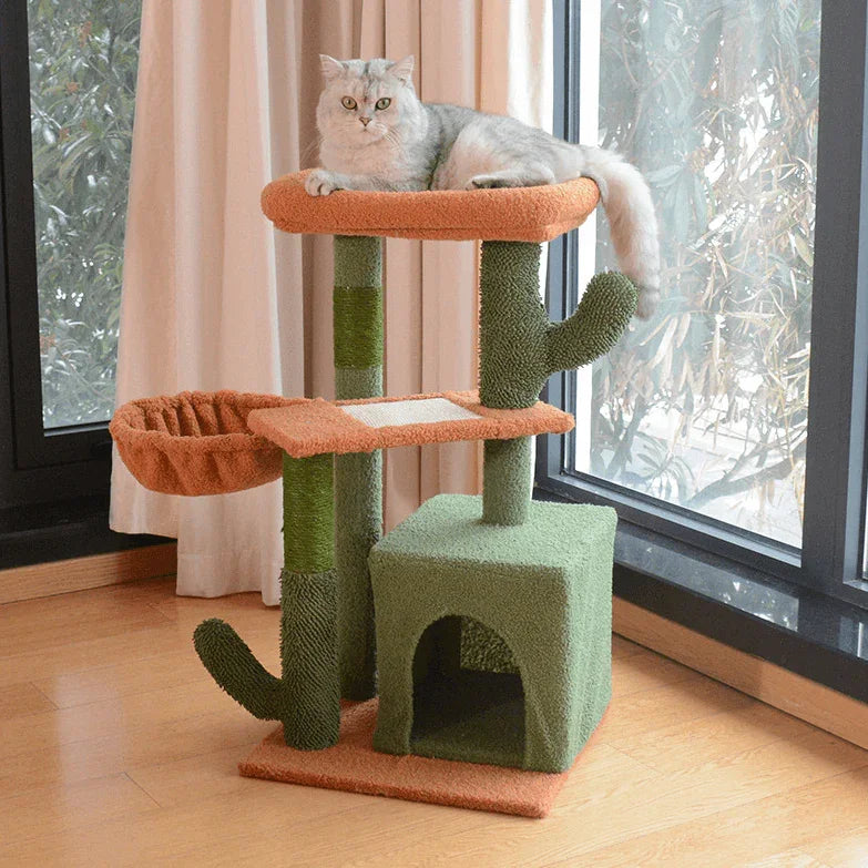 Cactus Cat Tree House Multi Level Condo Scratching Post-Petroom