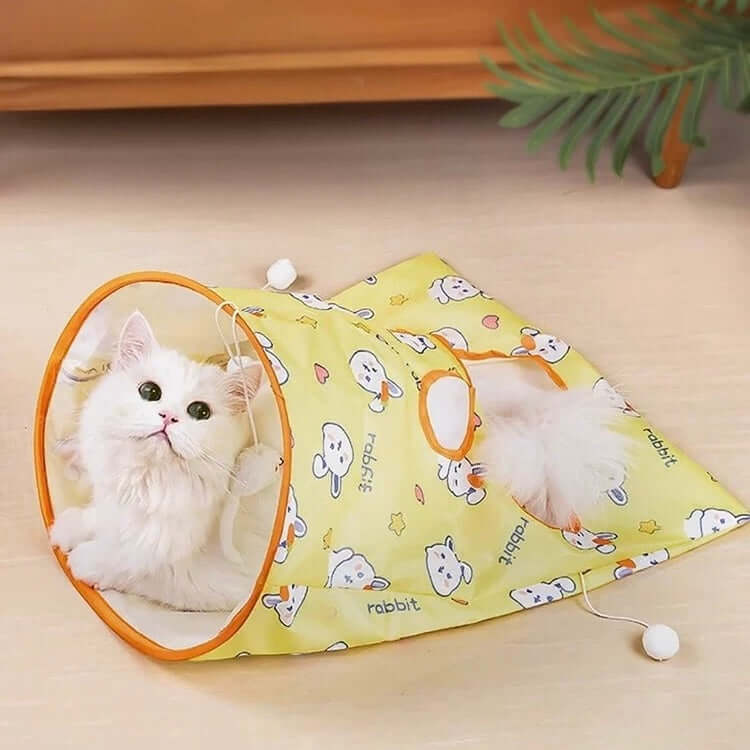 Cat Tunnel Play Bag - Interactive Foldable Cat Toy with Plush Ball & Mouse-PETROOM