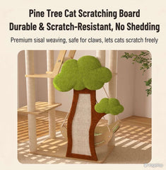 Pine Tree Cat Scratching Board Durable & Scratch-Resistant, No Shedding for the 148cm Tall Forest Tree House Cat Tree for Large Cats Deluxe Edition-7 Level Tower with Space Capsule & House