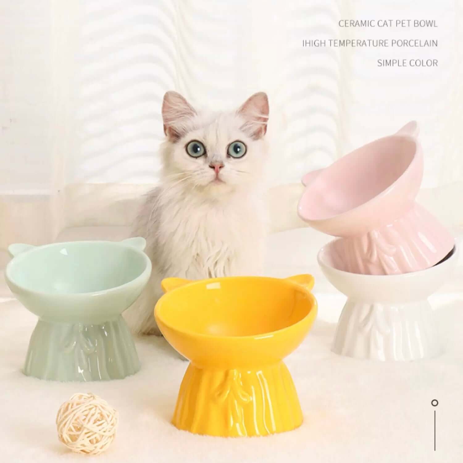 Ceramic Elevated Cat Bowl with 15° Tilt-Petroom