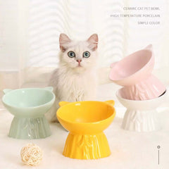 Ceramic Elevated Cat Bowl with 15° Tilt-Petroom