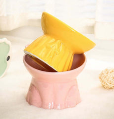 Ceramic Elevated Cat Bowl with 15° Tilt-Petroom