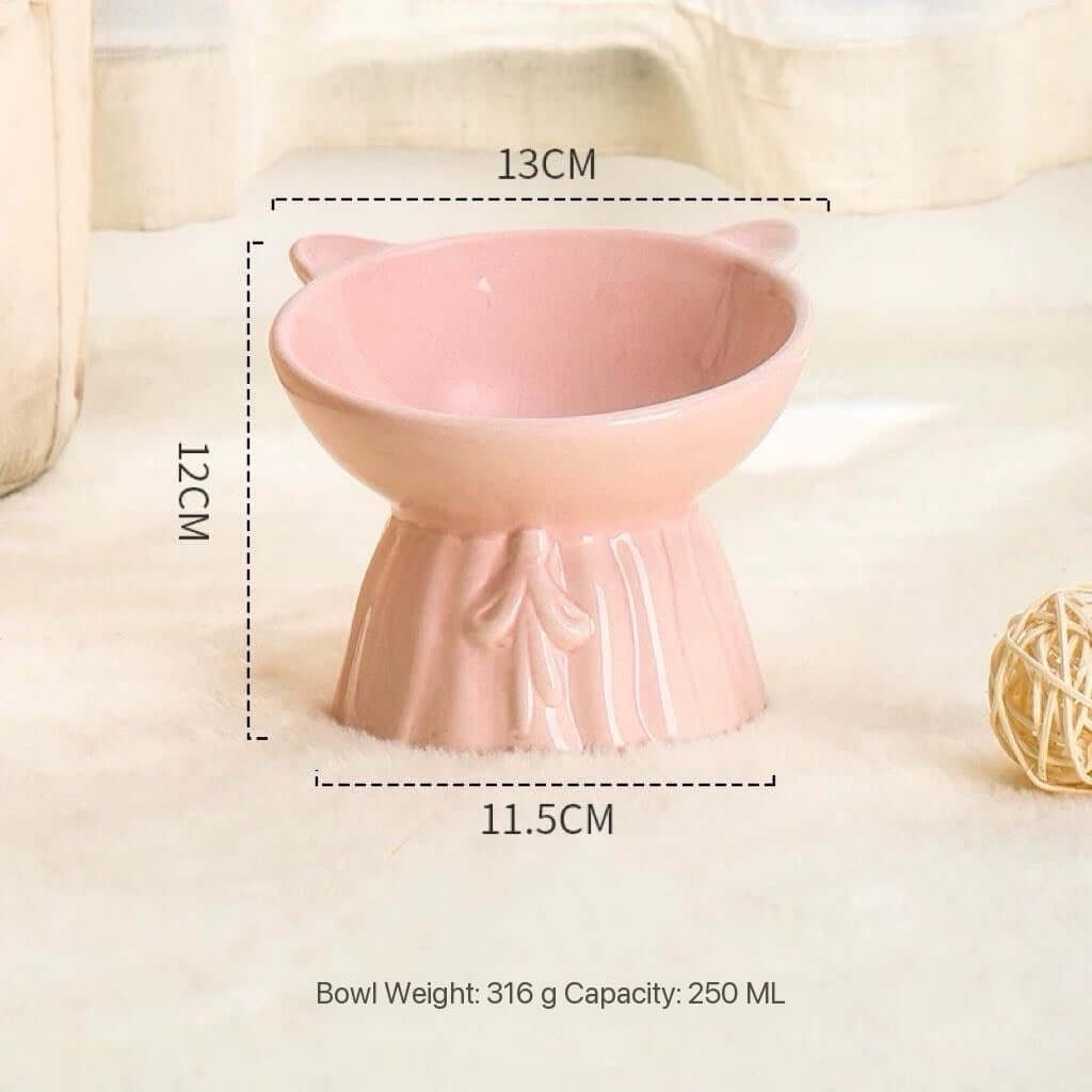 Ceramic Elevated Cat Bowl with 15° Tilt-Petroom