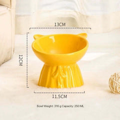 Ceramic Elevated Cat Bowl with 15° Tilt-Petroom