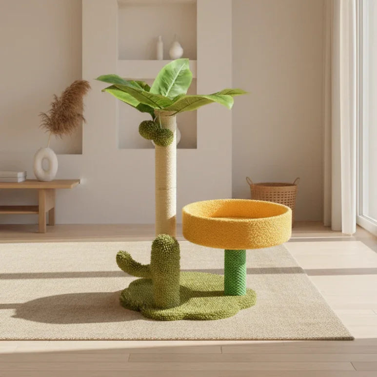 Coconut Cat Tree Tower Scratching Post Toys-Petroom