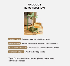 Coconut Cat Tree Tower Scratching Post Toys-Petroom