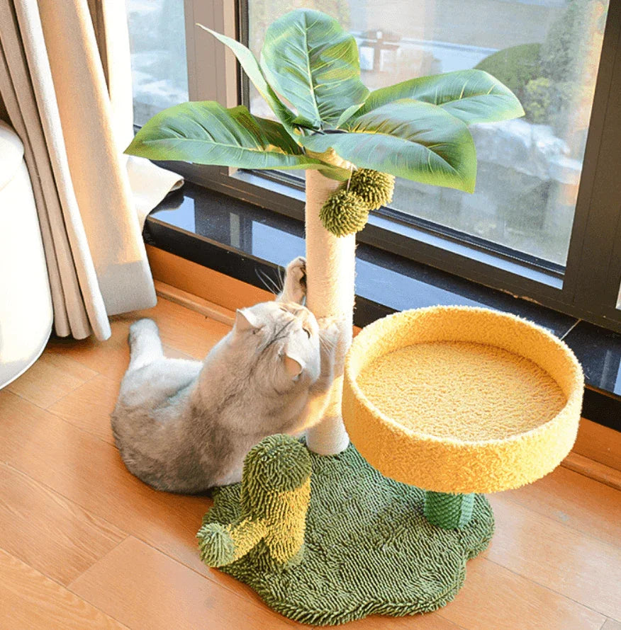 Coconut Cat Tree Tower Scratching Post Toys-Petroom