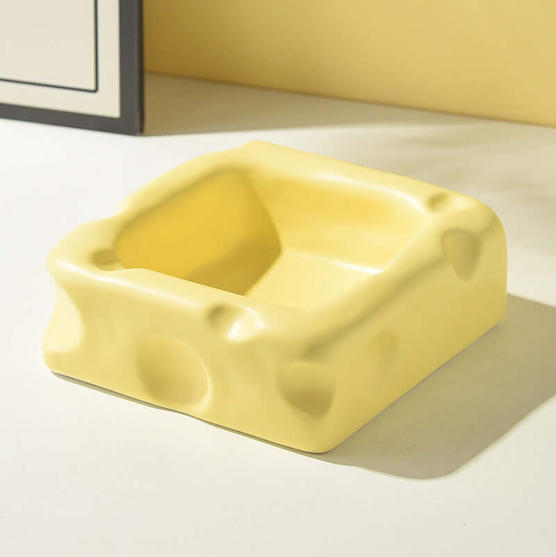 Cute Cheese-Shaped Ceramic Cat Bowl Yellow-Petroom