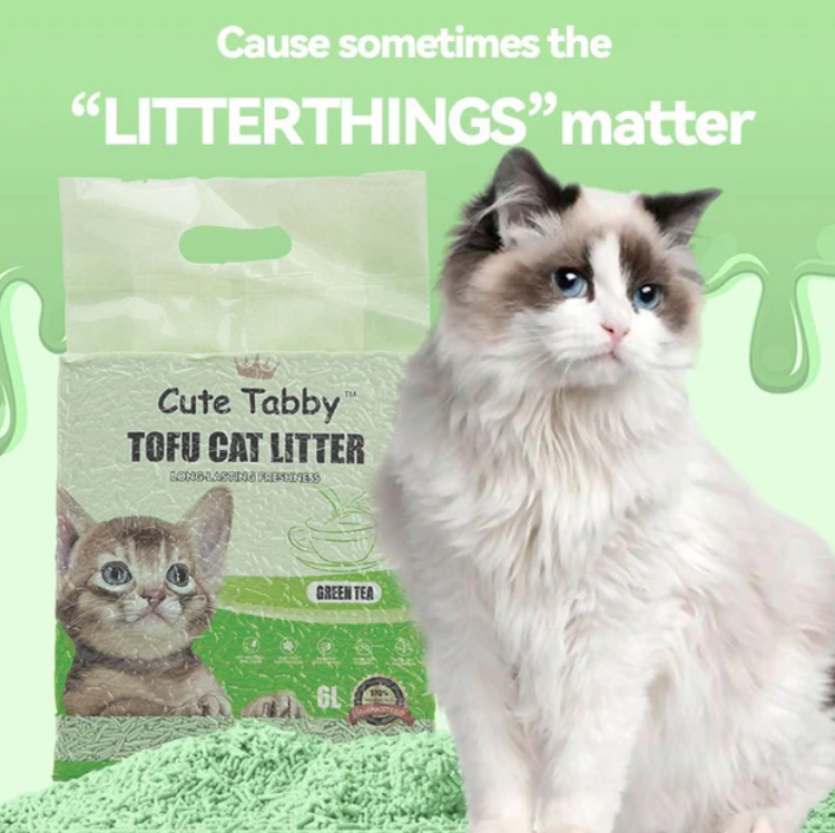 Cute Tabby Tofu Cat Litter Green Tea 2.5KG-Petroom
