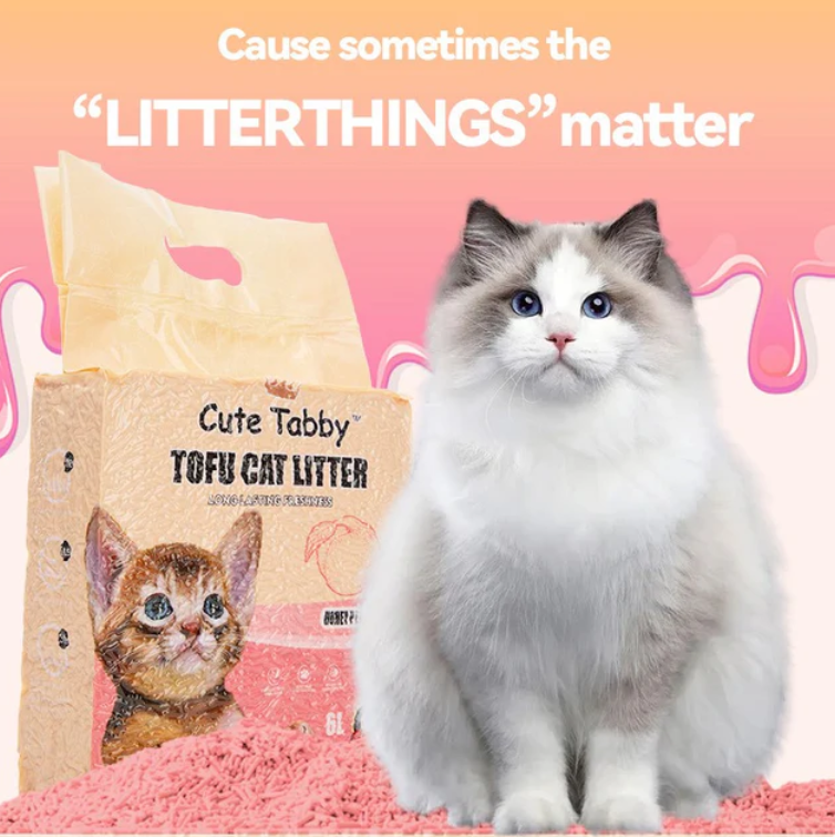 Cute Tabby Tofu Cat Litter Honey Peach 2.5KG-Petroom