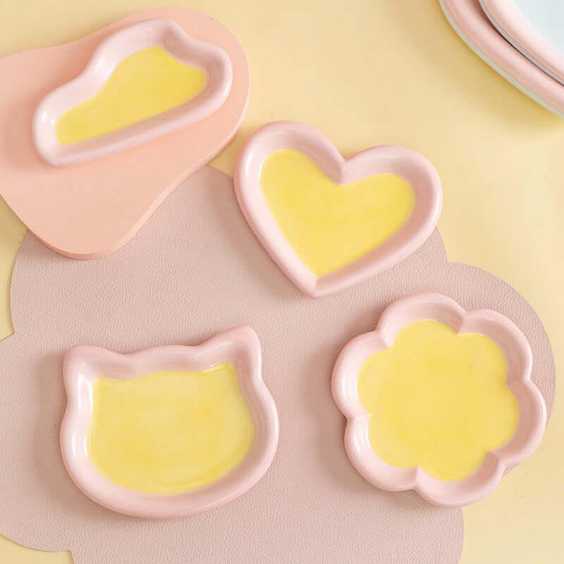 Cute ceramic pet non-slip food bowls in various shapes-Petroom