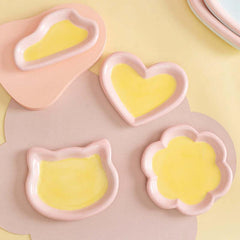 Cute ceramic pet non-slip food bowls in various shapes-Petroom
