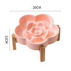 Ceramic Slow Feeder Bowl Flower Shape For Cat and Dog