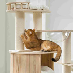 Michu Lumi Multi-Layer Solid Wood Cat Nest Tree 170cm - White