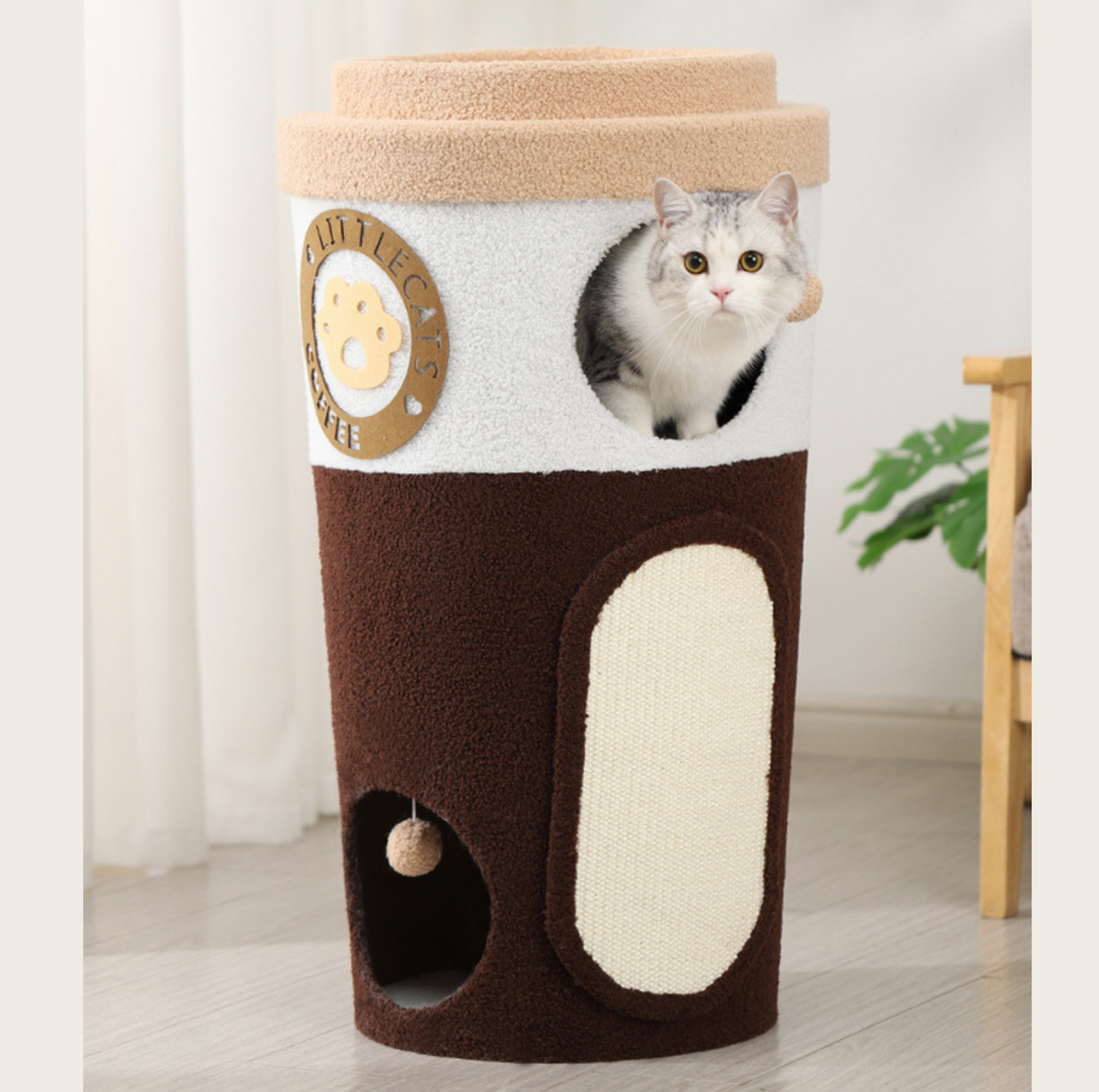 Deluxe Coffee Cup Cat Tree Cat Scratcher Three Tier-Petroom