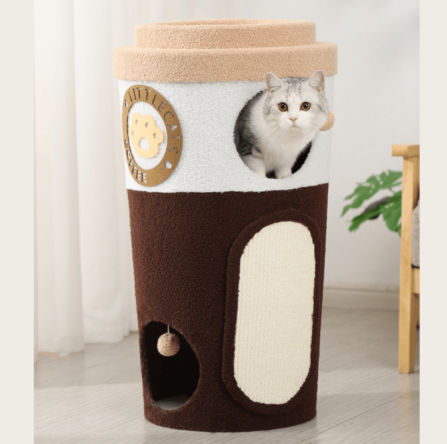 Deluxe Coffee Cup Cat Tree Cat Scratcher Three Tier-Petroom