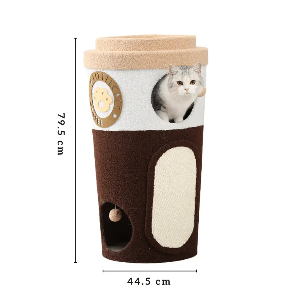 Deluxe Coffee Cup Cat Tree Cat Scratcher Three Tier-Petroom